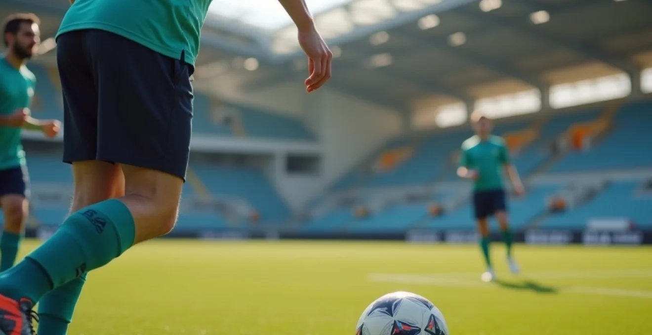 Fußballspielen Technik und Teamgeist