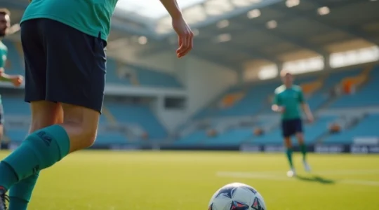 Fußballspielen Technik und Teamgeist