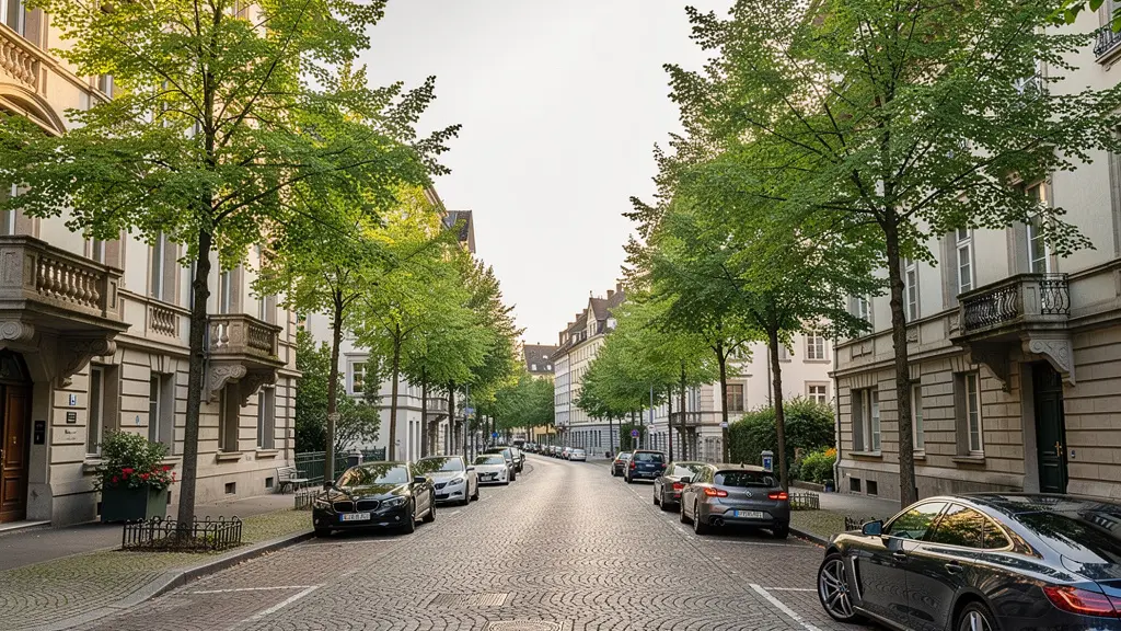 Elegante Wohnstrasse im Zürcher Seefeld-Quartier mit historischen Altbauten